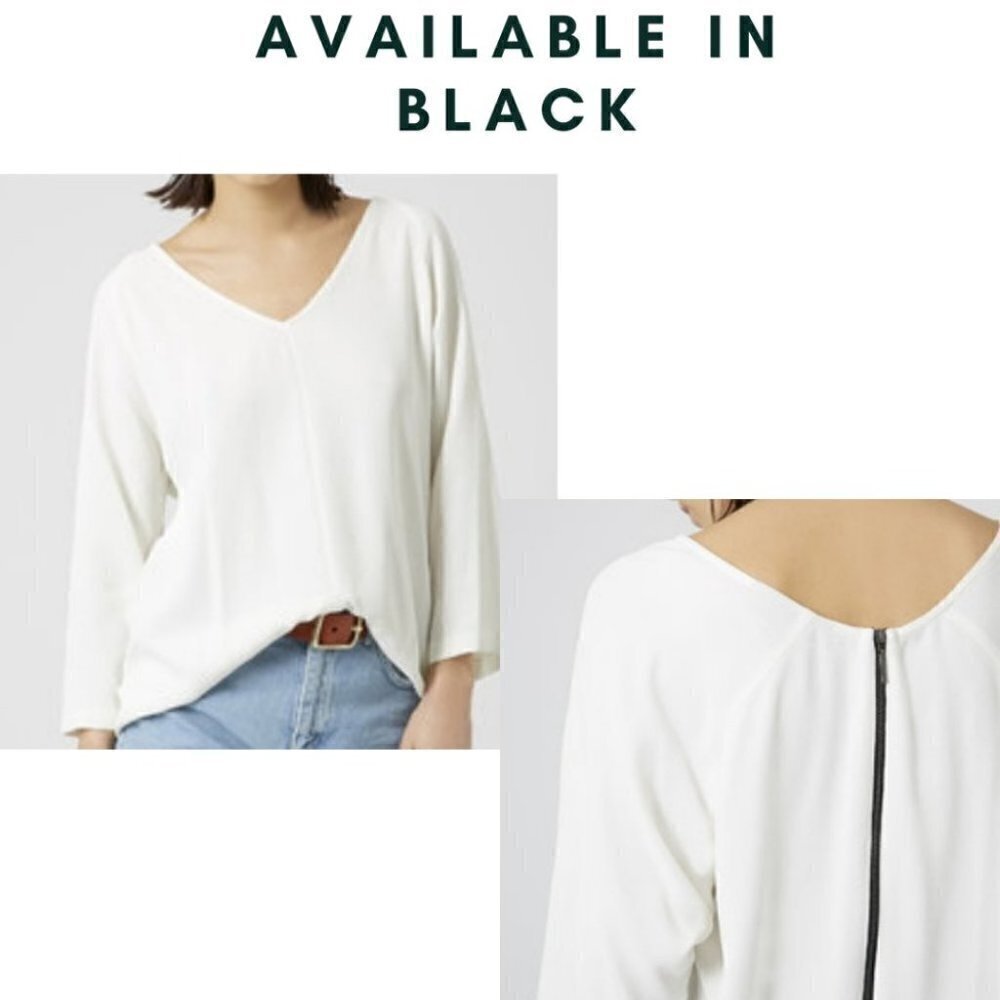 Topshop Black Crepe Top with Back Zipper